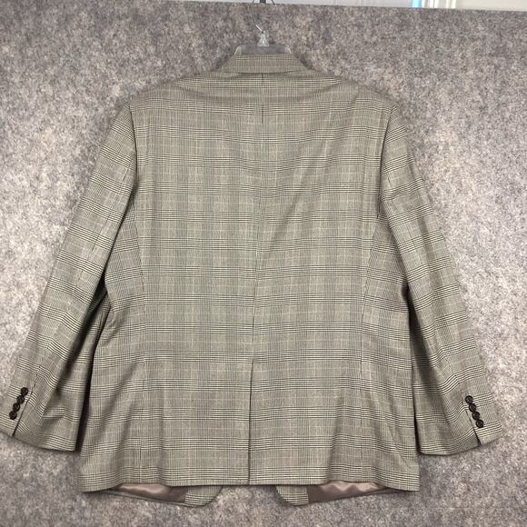 Lauren Ralph Lauren Men’s Sports Coat Jacket Beige Brown Blue Glen Plaid 44R 697 - Picture 8 of 9